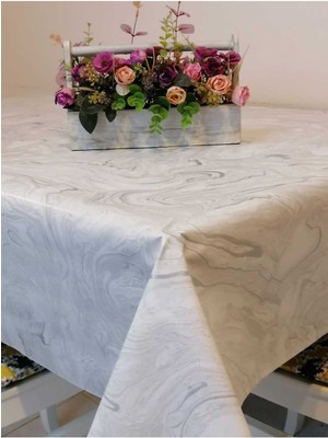 Desenli Gri Elyaflı Pvc Muşamba, Şık ve Silinebilir Masa Örtüsü