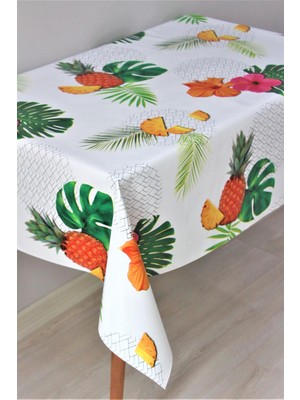 Astarlı Silinebilir Pvc Muşamba Masa Örtüsü, Ananas Desenli, Dayanıklı ve Şık