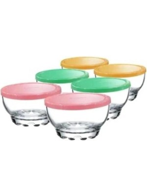 Çok Renkli Cam 6'lı Kapaklı Saklama Kasesi Takımı