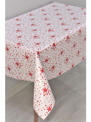 Astarlı Silinebilir Pvc Masa Örtüsü, Kırmızı Yıldız, Dayanıklı ve Şık Tasarım