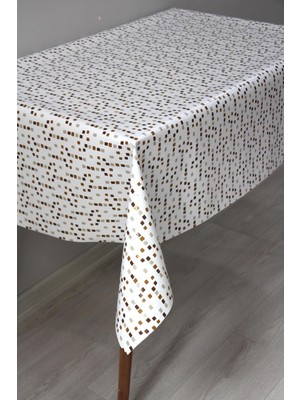 Astarlı, Silinebilir, Pvc Muşamba Masa Örtüsü, Kahverengi, Dayanıklı ve Şık Tasarım