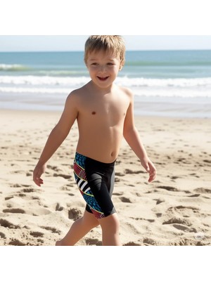 Speedo Digi Allover Panel Jam-Mer Erkek Çocuk Yüzücü Mayosu Siyah