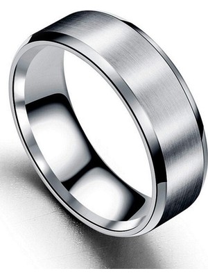 6mm Köşeli Düz Model Unisex Kadın Erkek Çelik Alyans Yüzük CL30
