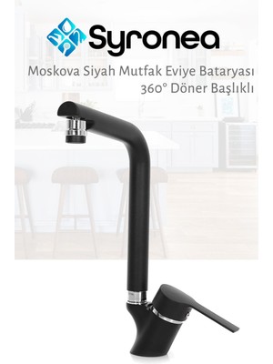 Moskova Siyah Mutfak Eviye Bataryası Oynar Perlatörlü Musluk
