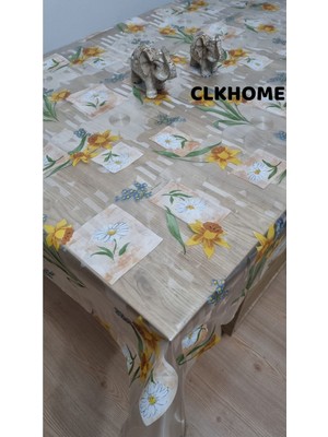 Şeffaf Çiçekli Pvc Muşamba, Leke Tutmaz, Kolay Temizlenir Masa Örtüsü