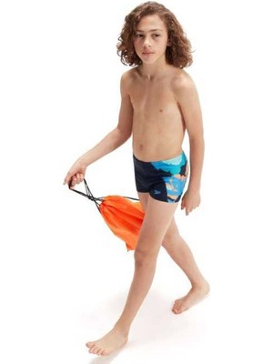 Speedo Allover Leg Aquashort Erkek Çocuk Yüzücü Mayosu Lacivert-Mavi