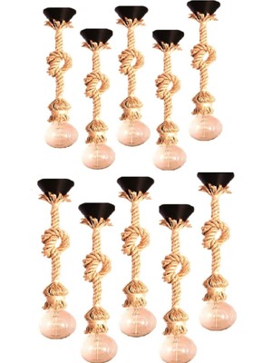 Kahverengi Halat Sarkıt Avize Ipi, 10'lu Set, Şık ve Dayanıklı Aydınlatma Ürünü