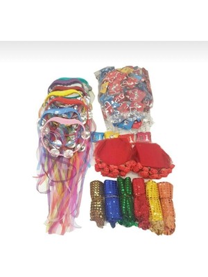 Renkli Kına Malzemeleri Seti, Hediyelik ve Halay Mendili ile Nedime Taçı