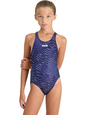 Arena Kık-Ko Kız Çocuk Yüzücü Mayosu Lacivert-Beyaz