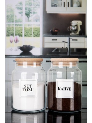 2'li Bambu Kapaklı 800 ml Süt Tozu ve Kahve Kavanozu Seti