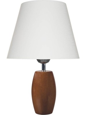 Kahverengi Ayaklı ve Beyaz Şapkalı Modern Masa Lambası, Şık ve Kullanışlı Tasarım