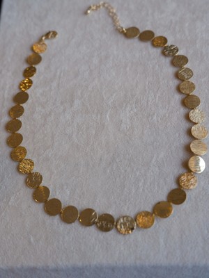 Saaden Küçük Yuvarlak Plaka Pullu Sıralı Çelik Kolye