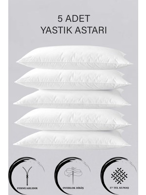 5 Adet Fermuarlı Yastık Astarı 50X70CM Beyaz, Iç Kılıfı, Şilte, Milt