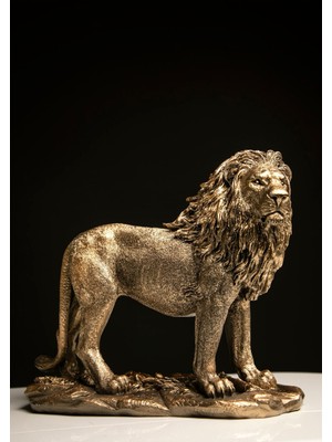Şık Yürüyen Aslan Heykeli Biblo Süs Eşyası, Ev ve Ofis Dekoru