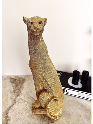 Şık Dekoratif Puma Biblo ve Heykel, Polyester Leopar Çıta Tasarımı