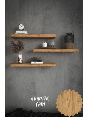 3'lü Duvar Rafı Uçan Raf Dekoratif Raf 50X15