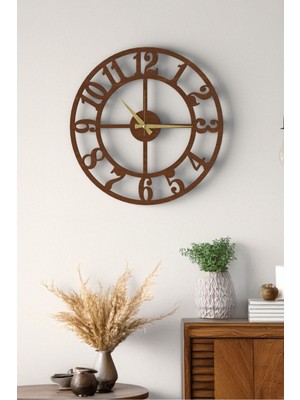 Dekoratif Yeni Modern Alhena Ahşap Duvar Saati 48CM