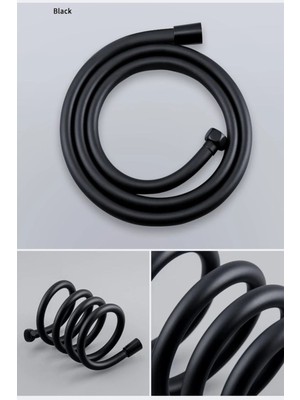 Siyah Paslanmaz Kopmaz Patlamaz Kaliteli Pvc Duş Hortumu Tüm Duş Setleri ile Uyumlu 1,5 Metre