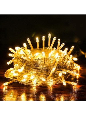 Şeffaf Kablolu LED Işık 10 Mt, 8 Fonksiyon, Gün Işığı, Sarı Renk