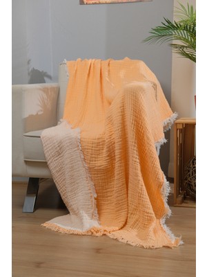Müslin 4 Katlı Koltuk Şalı Tv Battaniyesi 130 x 200 cm Çift Renk