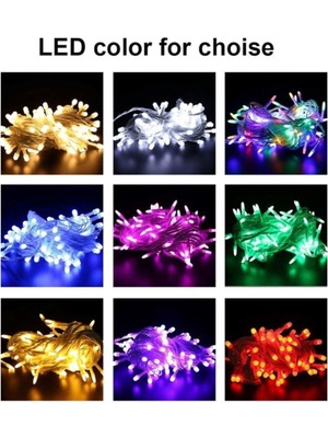 Renkli 100 LED Işıklı Yılbaşı Ağaç ve Vitrin Süsleme Işığı 5 mt