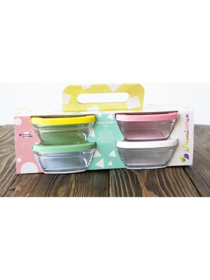 Renkli 4'lü Saklama Kabı, 310 Cc, Yeşil, Pratik ve Şık Tasarım