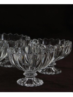 Şık Kristal Ayaklı Kase Seti, Kahverengi, 6'lı