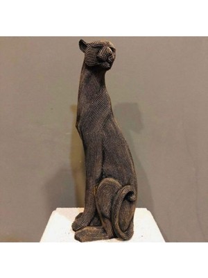 Büyük Siyah Panter Heykeli Dekoratif Obje, Şık ve Modern Ev Dekoru