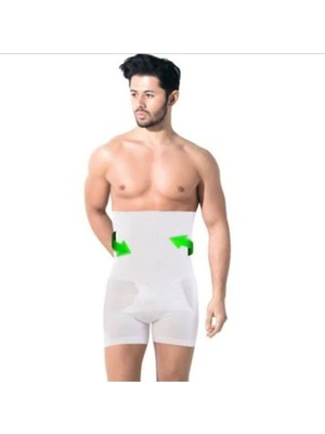Erkek Toparlayıcı Dikişsiz Yüksek Bel Boxer Korse ( Beyaz Renk)