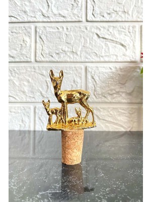 2'li Altın Renk Geyik Figürlü Mantar Şişe Tıpası Seti