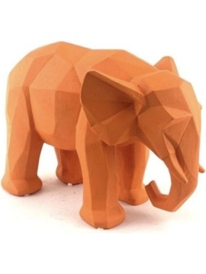 Turuncu Kübik Fil Heykel Biblo, Şık ve Modern Dekorasyon Parçası