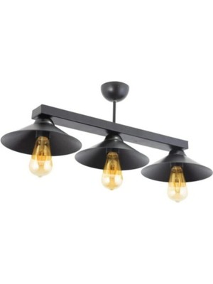 Şık Siyah Rustik Üçlü Metal Avize, Modern ve Zarif Aydınlatma Seçeneği