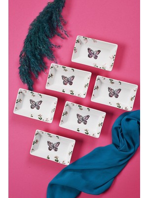 Renkli 6’lı Kelebek Desenli El Yapımı Çerezlik ve Sunum Seti