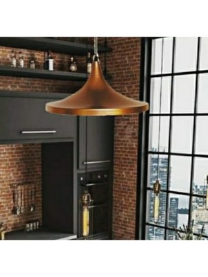 Rustik Tarz Bakır Metal Sarkıt Avize, 36 Cm, Şık ve Modern Aydınlatma Seçeneği