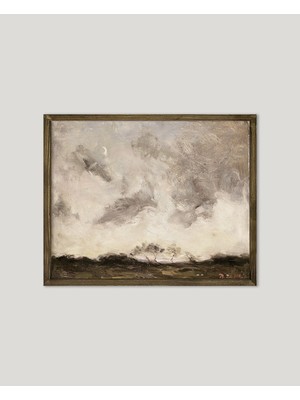 Kahverengi Yağlı Boya Manzara Çerçeveli Poster, Şık ve Doğal Dekorasyon Seçeneği