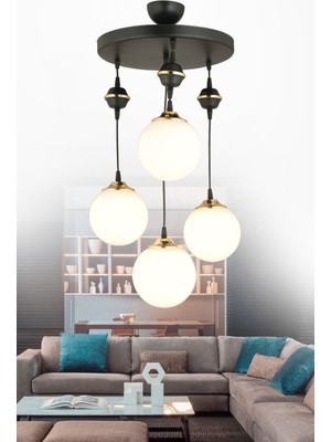 Şık 4'lü Siyah ve Beyaz Camlı Sarkıt Tepsi, Lüks Avize Dekorasyon Ürünü