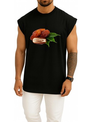 Oversize Hurma Ağacı, Hurma Ağacı, Doğal Gıdalar Göğüs Tasarımlı Unisex Spor Atlet