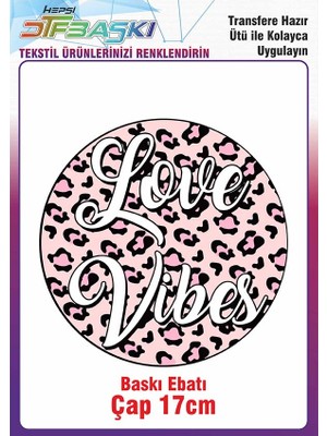 F17 Ajans Love Vibes Ütü ile Yapışan Kumaş Çanta Kalemlik Dtf Baskı