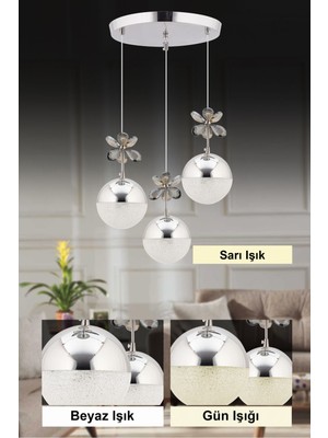 3'lü Gümüş Renkli LED Sarkıt, Şık ve Modern Aydınlatma Seçeneği