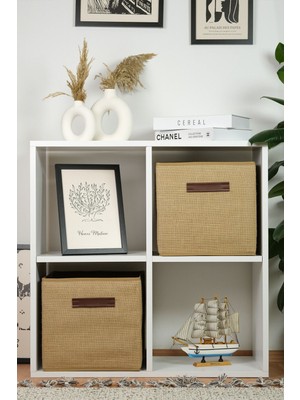 Bej Jüt Kapaksız Dolap Içi Saklama Kutusu 30X30X30