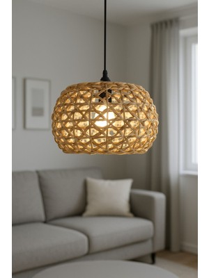 Modern Rattan Bambu Sarkıt Avize, Skandinav ve Bohem Tarzında Şık Tasarım