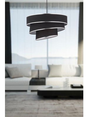 Şık 3 Katlı Siyah Gümüş Detaylı Modern Koridor, Yatak Odası ve Salon Avizesi