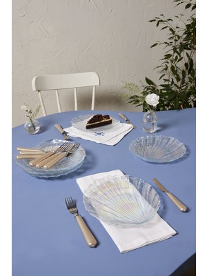 Şeffaf Cam Pasta ve Tatlı Seti, 21 Cm, 6 Parçalı, Şık ve Zarif Tasarım