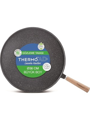 36 cm Gri Ahşap Saplı Gözleme Tavası, Sağlam ve Şık Tasarım