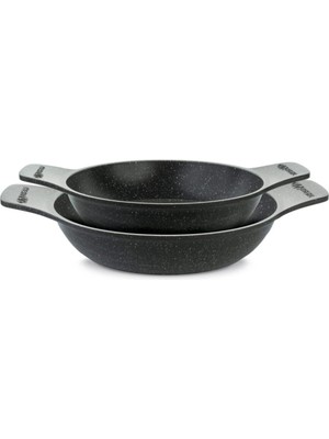 Döküm Güveç Sahan Seti, Kendinden Saplı, 2 Parça, Gri, 20-22CM