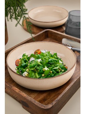 2'li 20 cm Tarçın Renkli Çukur Tabaklar, Şık ve Dayanıklı Tasarım