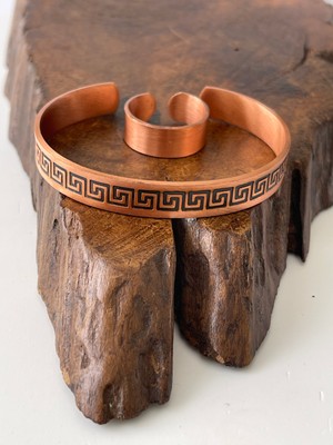 Ayarlanabilir %100 Saf Bakır Bileklik Bakır Yüzük Kombini El Yapımı Bileklik Yüzük