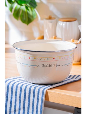 Renkli Emaye Karıştırma Kabı, 22 Cm, Şık ve Fonksiyonel, Mutfağınıza Renk Katın