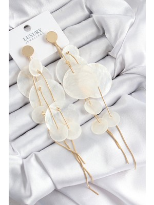 Pirinç Sallantılı Sedef Model Gold Renk Kadın Küpe