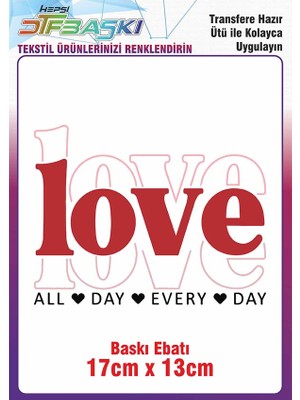 F17 Ajans Love Ütü ile Yapışan Kumaş Çanta Kalemlik Dtf Baskı